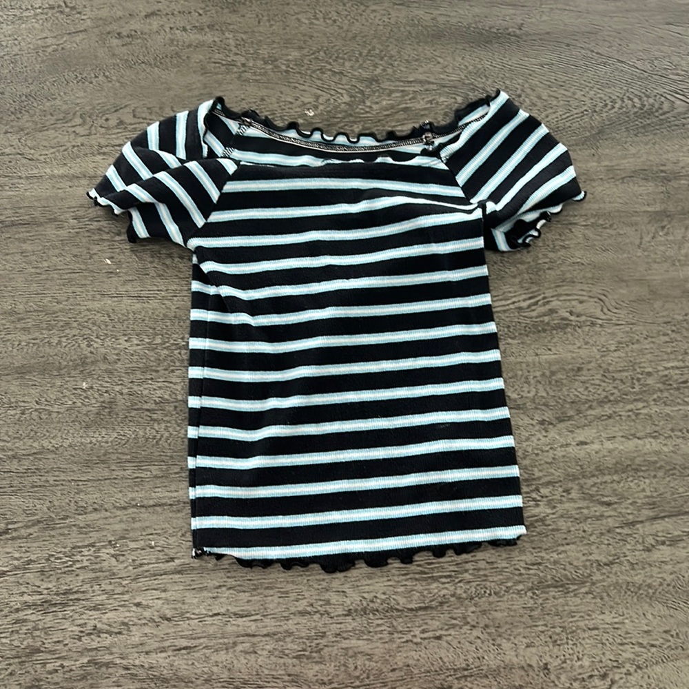 Black and blue striped top